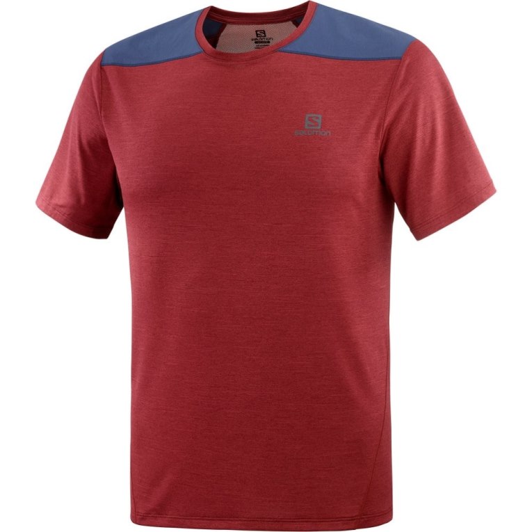 Camiseta Salomon Outline Corta Sleeve Hombre Rojos Oscuro Azul Marino | MX VTGF379